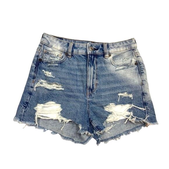 American Eagle Outfitters Pants - American Eagle Blue Jean Mom Shorts with Vintage Distressing